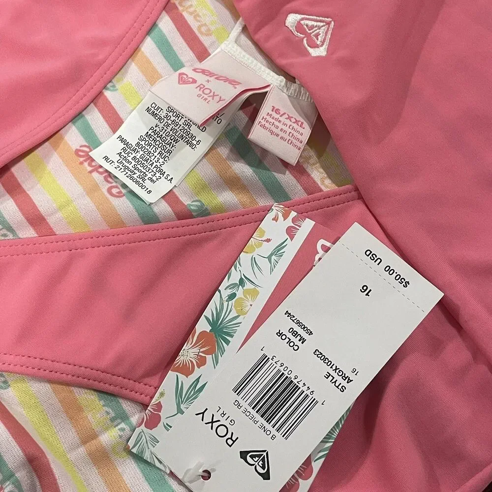 Roxy Girl X Barbie One Piece Swim Suit Size 16